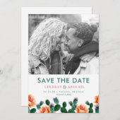 Cactus en Flowers Sla de datum op Save The Date (Voorkant / Achterkant)