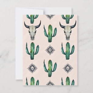 Cactus en Koe schedels Feestdagenkaart
