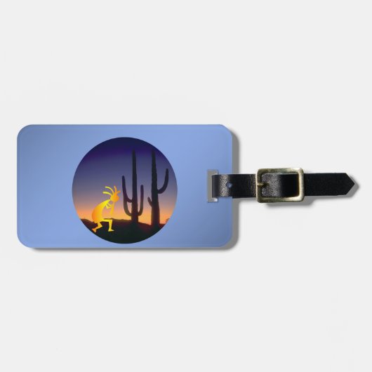 Cactus en Kokopelli Round Bagagelabel (Voorkant horizontaal)