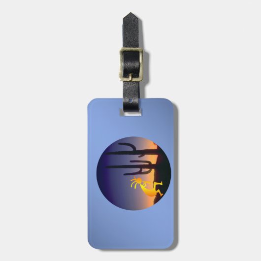 Cactus en Kokopelli Round Bagagelabel (Voorkant verticaal)