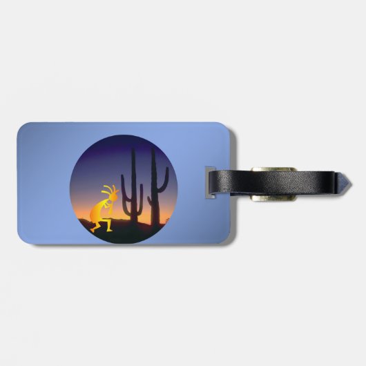 Cactus en Kokopelli Round Bagagelabel (Achterkant horizontaal)