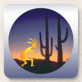 Cactus en Kokopelli Round Bier Onderzetter (Voorkant)
