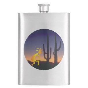 Cactus en Kokopelli Round Heupfles