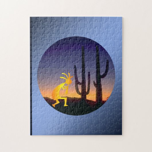 Cactus en Kokopelli Round Legpuzzel (Verticaal)