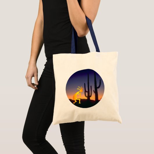Cactus en Kokopelli Round Tote Bag (Voorkant (product))