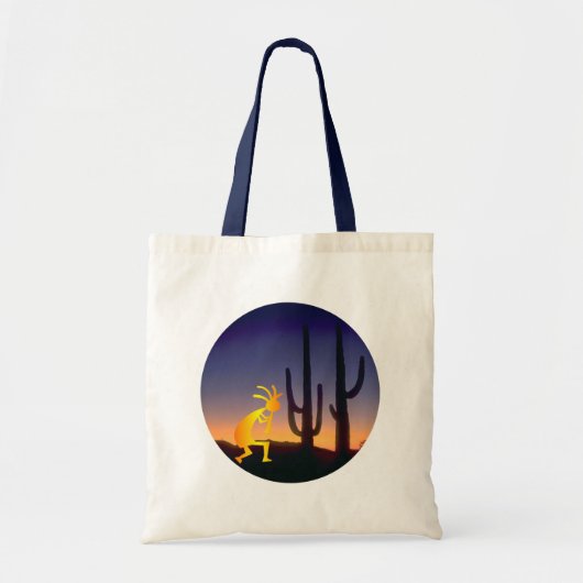 Cactus en Kokopelli Round Tote Bag (Voorkant)