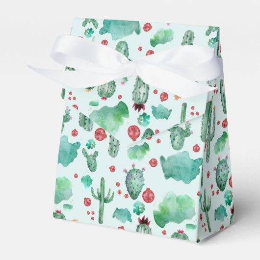 cactus en ladybug - lichtblauwe achtergrond bedankdoosjes (Voorkant Zijde)