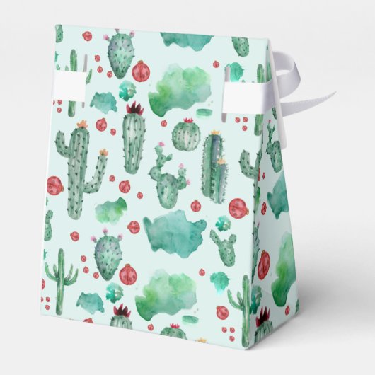 cactus en ladybug - lichtblauwe achtergrond bedankdoosjes (Achterkant)