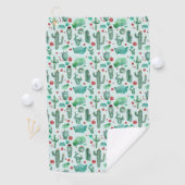 cactus en ladybug - lichtblauwe achtergrond golfhanddoek (Insitu)