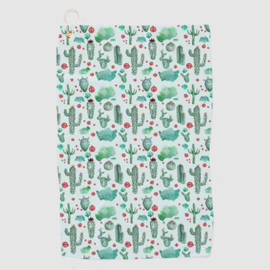 cactus en ladybug - lichtblauwe achtergrond golfhanddoek (Voorkant)