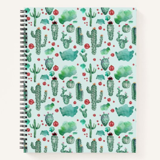 cactus en ladybug - lichtblauwe achtergrond notitieboek (Voorkant)
