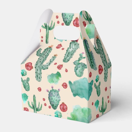 cactus en ladybug patroon - beige achtergrond bedankdoosjes (Achterkant)