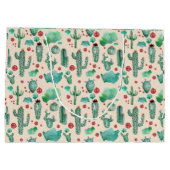 cactus en ladybug patroon - beige achtergrond groot cadeauzakje (Achterkant)