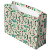 cactus en ladybug patroon - beige achtergrond groot cadeauzakje (Achterkant Gekanteld)