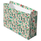 cactus en ladybug patroon - beige achtergrond groot cadeauzakje (Voorkant Gekanteld)