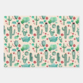 cactus en ladybug patroon - beige achtergrond inpakpapier vel (Voorkant 3)