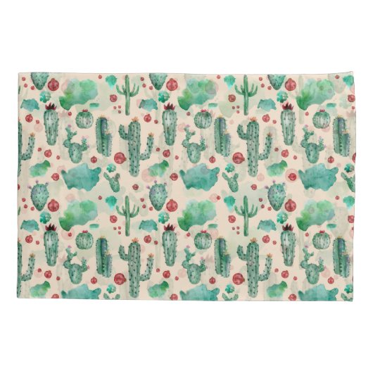 cactus en ladybug patroon - beige achtergrond kussensloop (Achterkant)