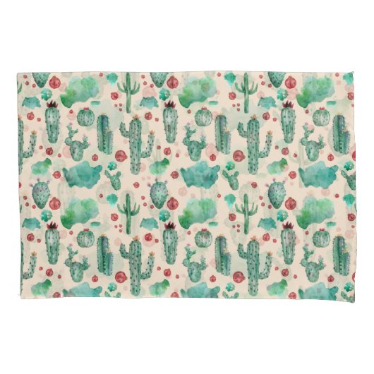 cactus en ladybug patroon - beige achtergrond kussensloop (Voorkant)