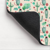 cactus en ladybug patroon - beige achtergrond muismat (Hoek)