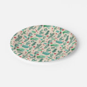 cactus en ladybug patroon - beige achtergrond papieren bordje (Gekanteld)