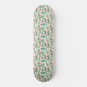 cactus en ladybug patroon - beige achtergrond persoonlijk skateboard
