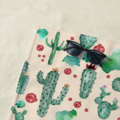 cactus en ladybug patroon - beige achtergrond strandlaken (In situ)