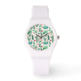 cactus en ladybug patroon - crèmeachtergrond horloge