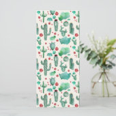 cactus en ladybug patroon - crèmeachtergrond menu (Staand voorkant)