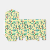 cactus en ladybug - patroon - gele achtergrond bedankdoosjes (Uitgevouwen)