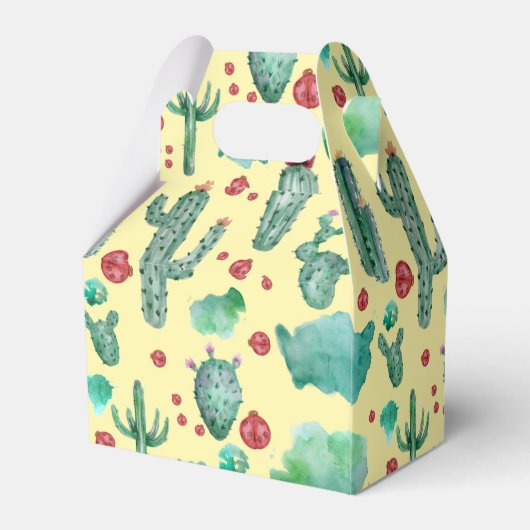 cactus en ladybug - patroon - gele achtergrond bedankdoosjes (Achterkant)