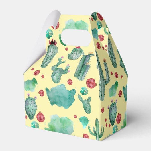 cactus en ladybug - patroon - gele achtergrond bedankdoosjes (Voorkant Zijde)