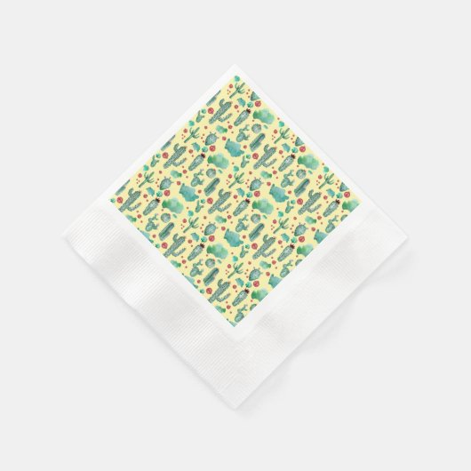cactus en ladybug - patroon - gele achtergrond servet (Hoek)