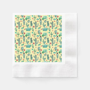 cactus en ladybug - patroon - gele achtergrond servet