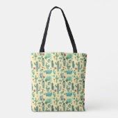 cactus en ladybug - patroon - gele achtergrond tote bag (Achterkant)