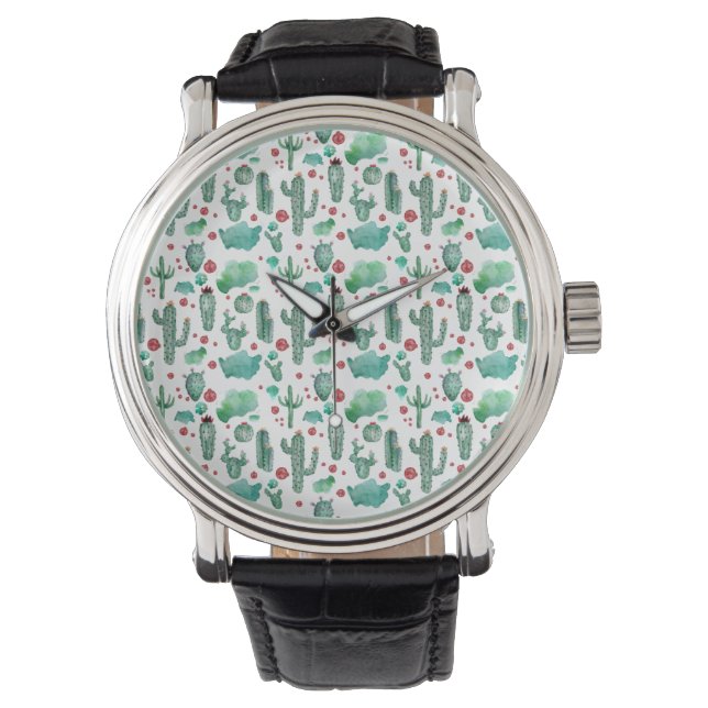 cactus en ladybug - patroon horloge (Voorkant)