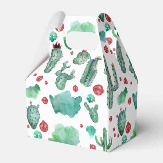 cactus en ladybug patroon - witte achtergrond bedankdoosjes (Voorkant Zijde)