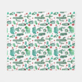 cactus en ladybug patroon - witte achtergrond fleece deken (Voorkant (Horizontaal))