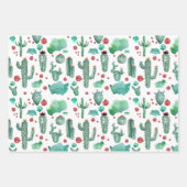 cactus en ladybug patroon - witte achtergrond inpakpapier vel (Voorkant 3)