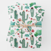 cactus en ladybug patroon - witte achtergrond inpakpapier vel (In situ)