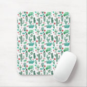 cactus en ladybug patroon - witte achtergrond muismat (Met muis)