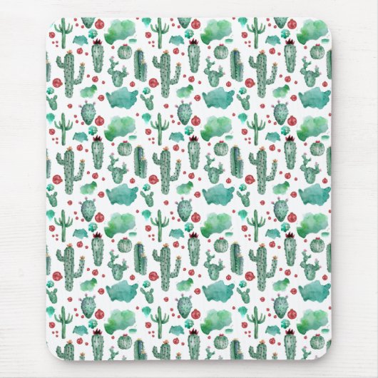 cactus en ladybug patroon - witte achtergrond muismat (Voorkant)
