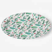 cactus en ladybug patroon - witte achtergrond papieren bordje (Gekanteld)