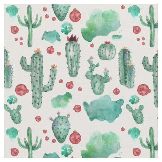 cactus en ladybug-patroon - witte achtergrond, stof (Close Up)