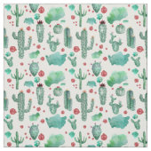 cactus en ladybug-patroon - witte achtergrond, stof (Swatch)