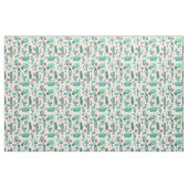 cactus en ladybug-patroon - witte achtergrond, stof (Fat Quarter)