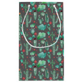 cactus en ladybug patroon - zwarte achtergrond klein cadeauzakje (Achterkant)