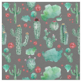 cactus en ladybug patroon - zwarte achtergrond stof