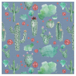 cactus en ladybug patroonblauw achtergrondweefsel stof