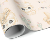Cactus en Lama Baby Shower Cadeaupapier  (Rol Hoek)