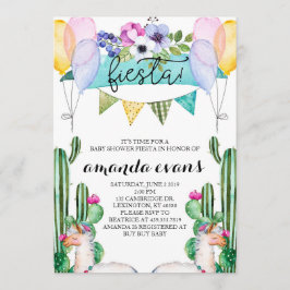 Cactus en Llama Baby shower Fiesta Uitnodiging